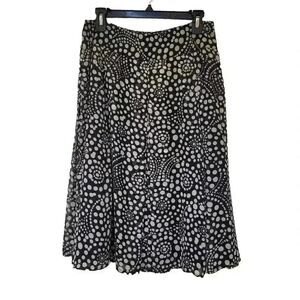 Hillard & Hanson Women's Black & White Poly Dot Print Chiffon Flowy Lined Skirt